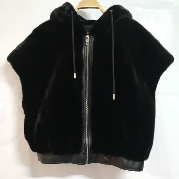 (95)인조 밍크퍼 후드조끼