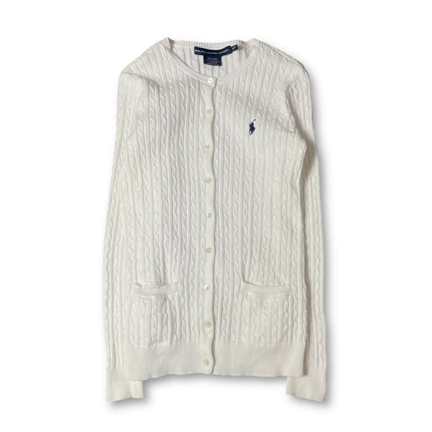 폴로랄프로렌 블루포니 화이트 꽈배기 긴팔 가디건 XS