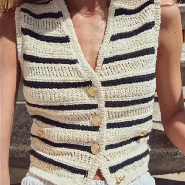 자라 스트라이프 크로쉐 베스트