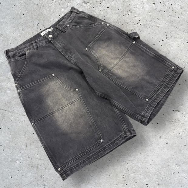 [M] LOWELL 워크 데님 반바지 블랙 B362