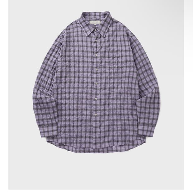 유니온블루 크링클 체크 셔츠 퍼플