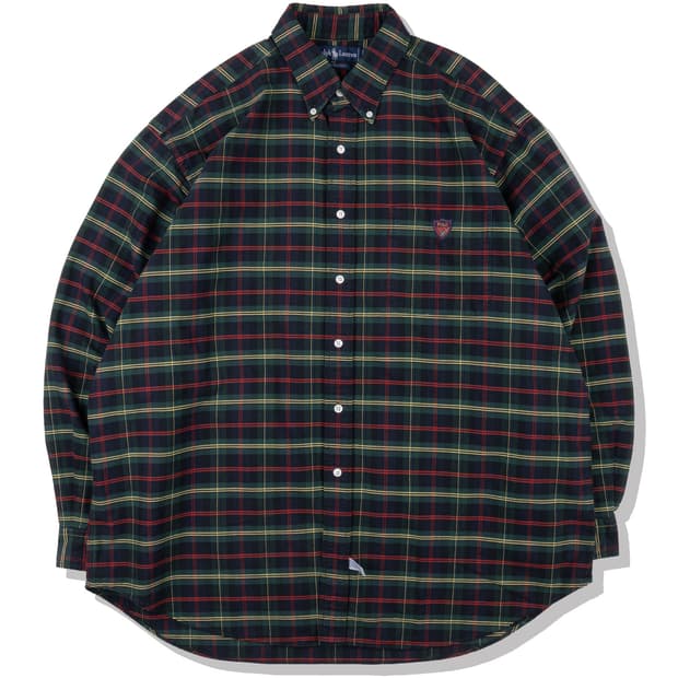 90's Ralph Lauren 폴로 크레스트 그린타탄 체크셔츠