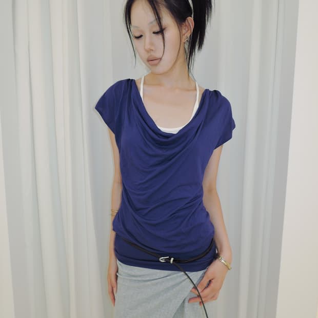 Cowl Neck Drape jersey Top