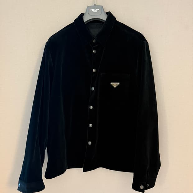 프라다 코듀로이 골덴 셔츠 블랙 XL