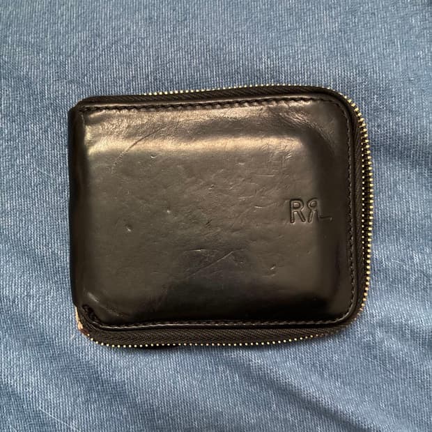 RRL 더블알엘 레더 지퍼 월렛 블랙