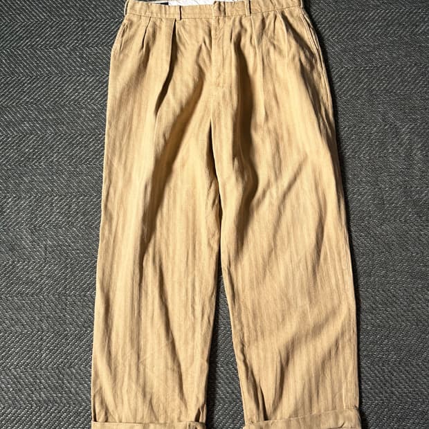 (33) 80s USA 폴로 랄프로렌 헤링본 코튼 린넨 트라우저 팬츠