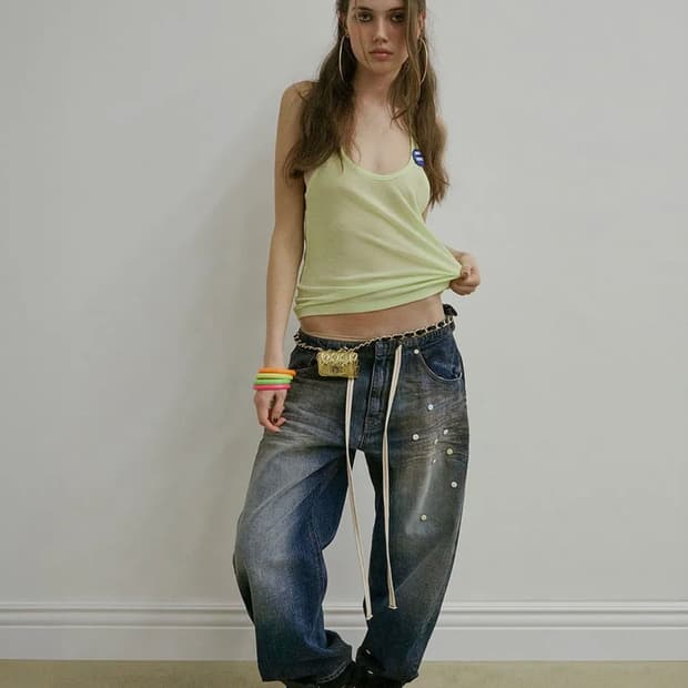스컬프터 Pill denim pants Mid Blue