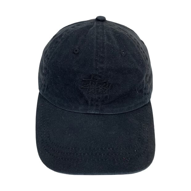 STUSSY 스톡 로고 톤온톤 블랙 볼캡