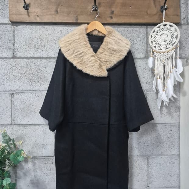 마쥬 밍크카라 울코트 