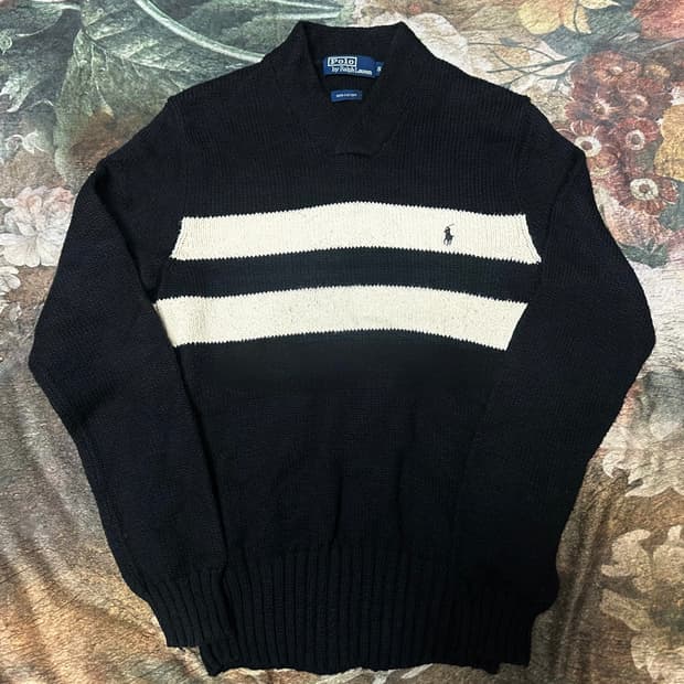 폴로 랄프로렌 빈티지 스몰 포니로고 블랙카라니트 S