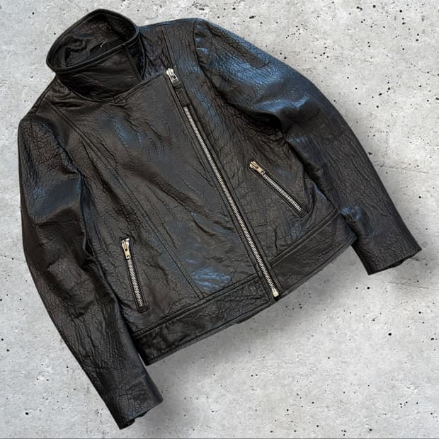 [L] 맥케이지 양가죽 수입택 블랙 가죽 라이더 자켓 C658