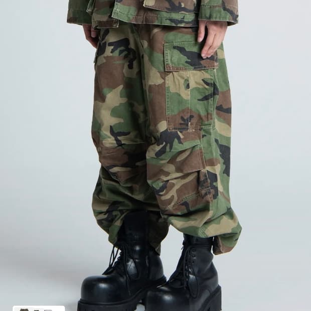 (2)노드 스톤워시드 카고팬츠 카모
