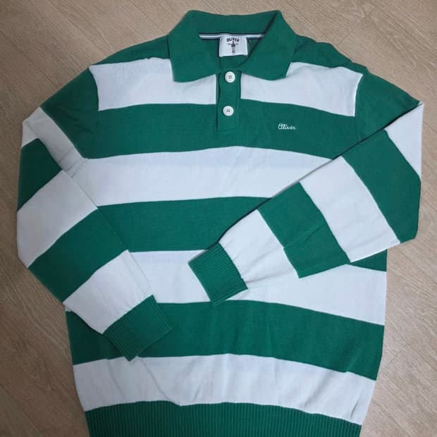 올젠 럭비 스트라이프 카라 니트 100