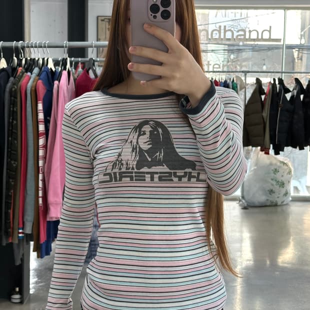 히스테릭글래머 히스걸 캔디 스트라이프 롱슬리브