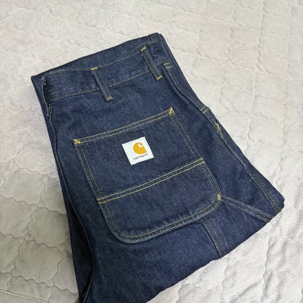 칼하트 wip 싱글니 팬츠 블루 린스드