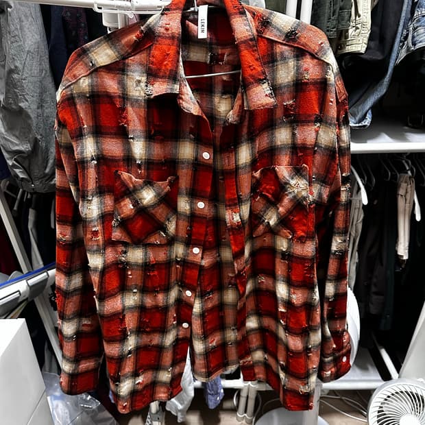 LEKIM 그런지 체크셔츠 (오렌지) 2사이즈