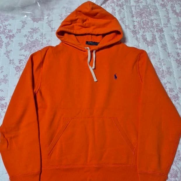 정품 폴로 후드티 L-100 라지 주황색