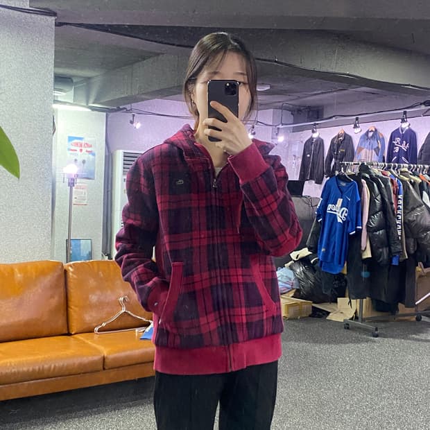 라코스테 스몰로고 체크패턴 후드자켓 B3171