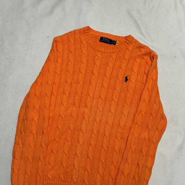 S 폴로랄프로렌 네이비 포니 오렌지 케이블 니트 