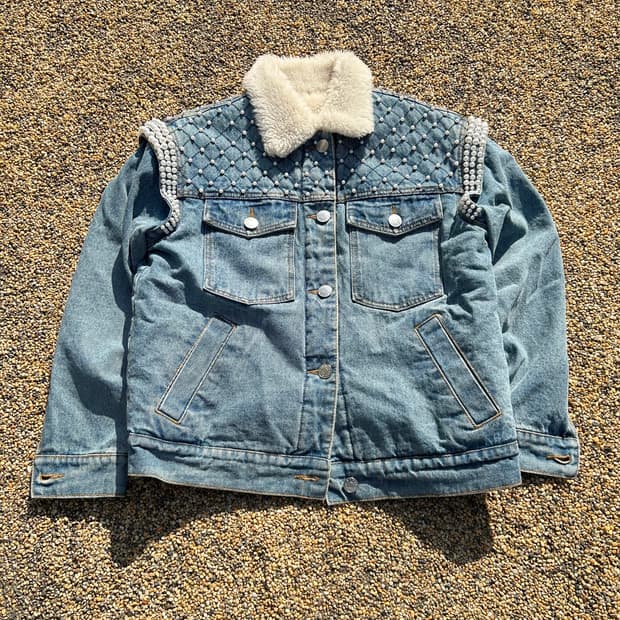 Sandro 데님 시어링 자켓
