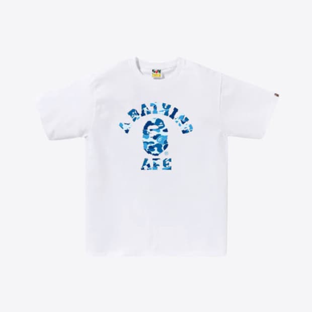 베이프 ABC 카모 컬리지 반팔 티셔츠 화이트 블루