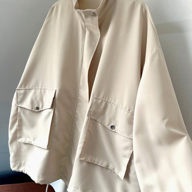 Light poly wide design mid parka