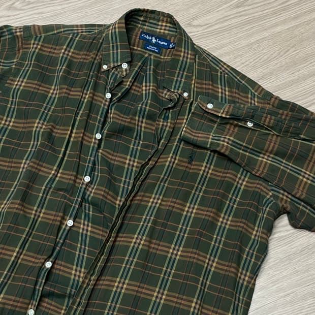 폴로 긴팔 체크 셔츠