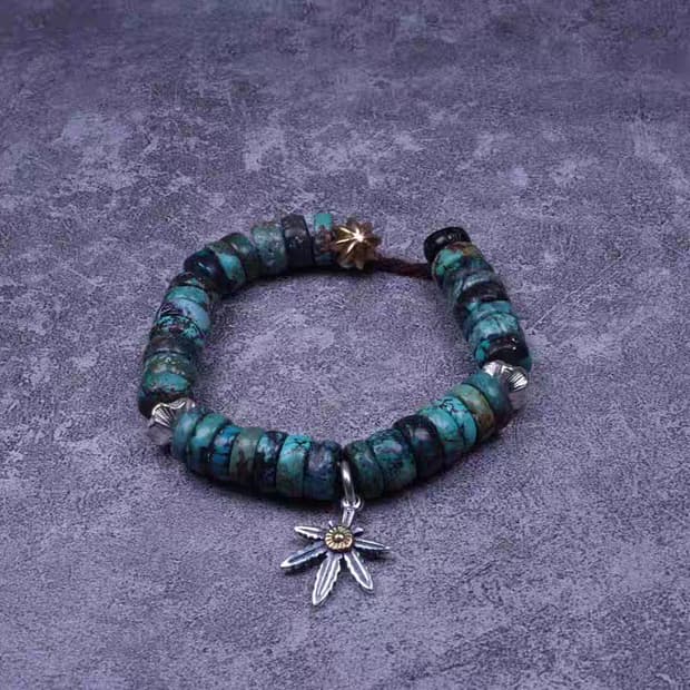 Oceanora 실버 메이플 리프 터쿼이즈 팔찌