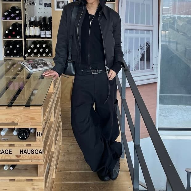 HALEINE 알렌느 블랙 새틴 블루종 1사이즈