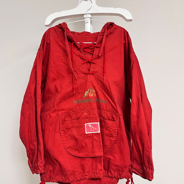 체리 아노락 아메카지 아일렛 연말룩 후드 자수 일본 빈티지