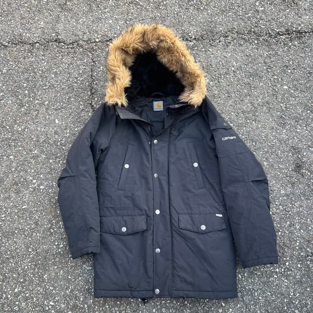 칼하트 블랙 후드 패딩 점퍼