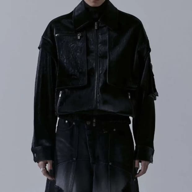 트리밍버드 샤이닝벨벳레더자켓 판매해요