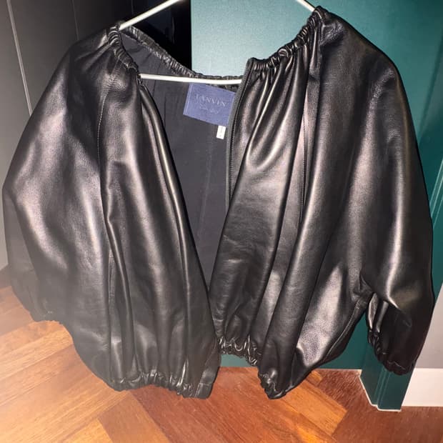 Lanvin Leather Gathered Bolero Jacket