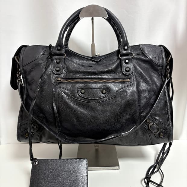 발렌시아가 시티 모터백 블랙