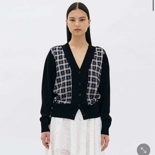 윤세 Yunse Hatch Check Cardigan (Black)