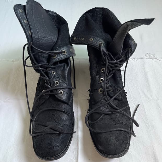 Obelisk Sheepskin Lace Up Leather Boots