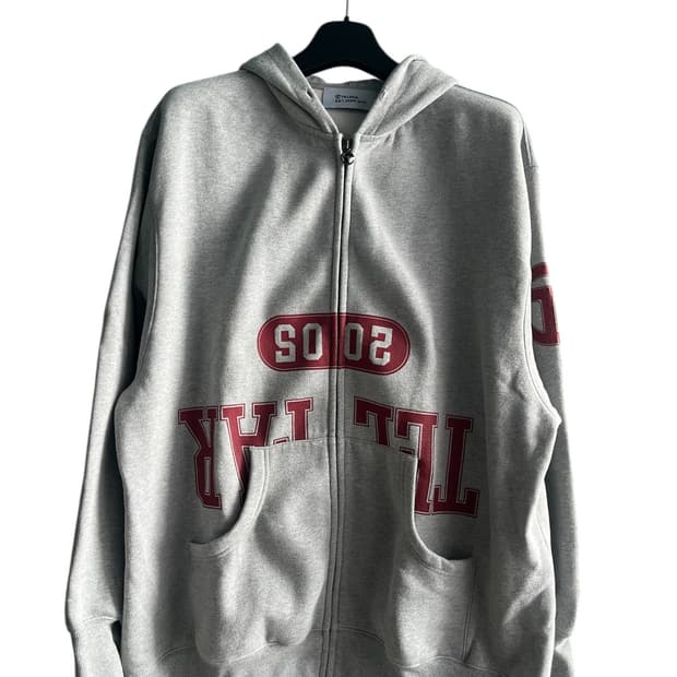 [XL/2XL] 텔파 빈티지 크랙로고 후드집업 그레이