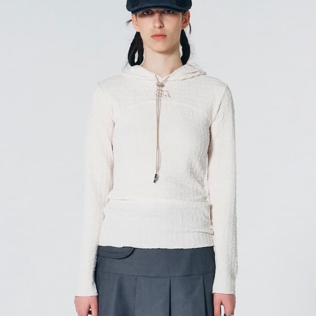 스컬프터 E-string Crinkle Hoodie Ivory S