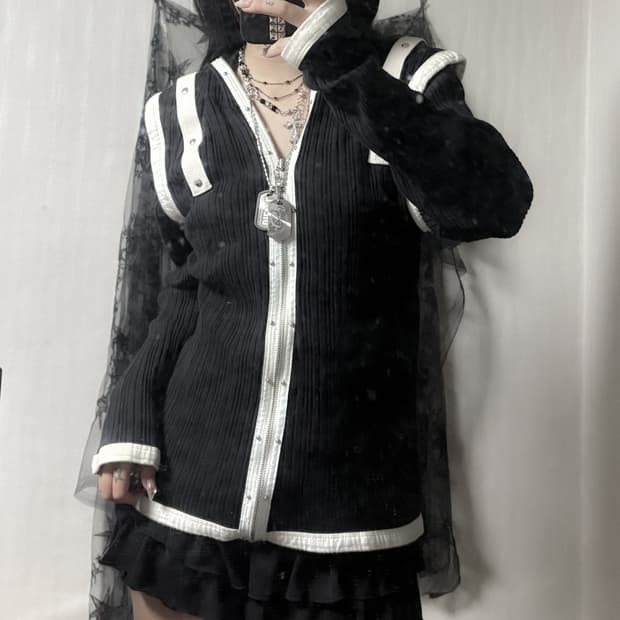 펑크 y2k 스터드 포인트 후드집업 