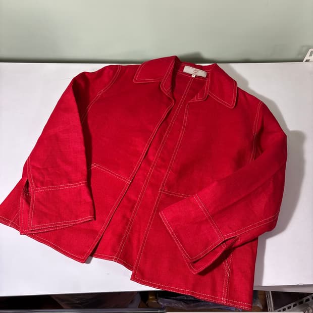 우먼M MCM 엠시엠 레드 린넨100% 카라넥 린넨자켓