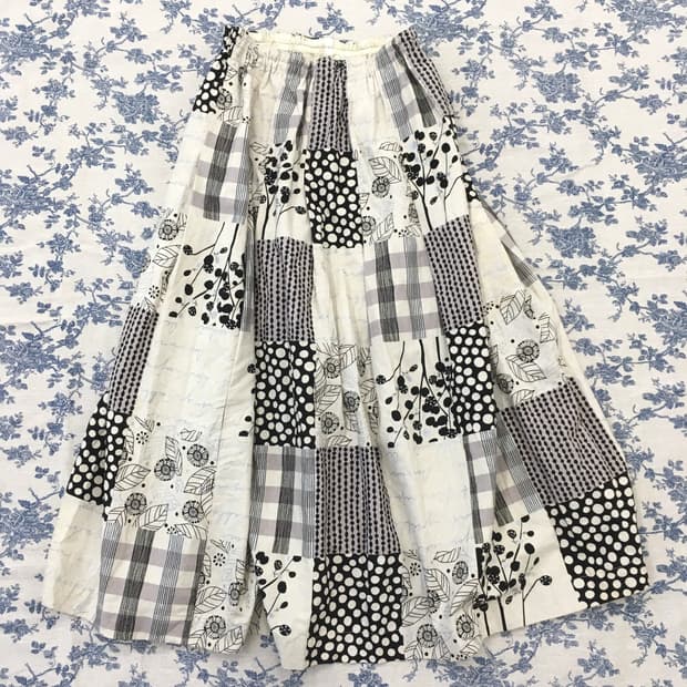 jpn vintage patchwork vintage long skirt