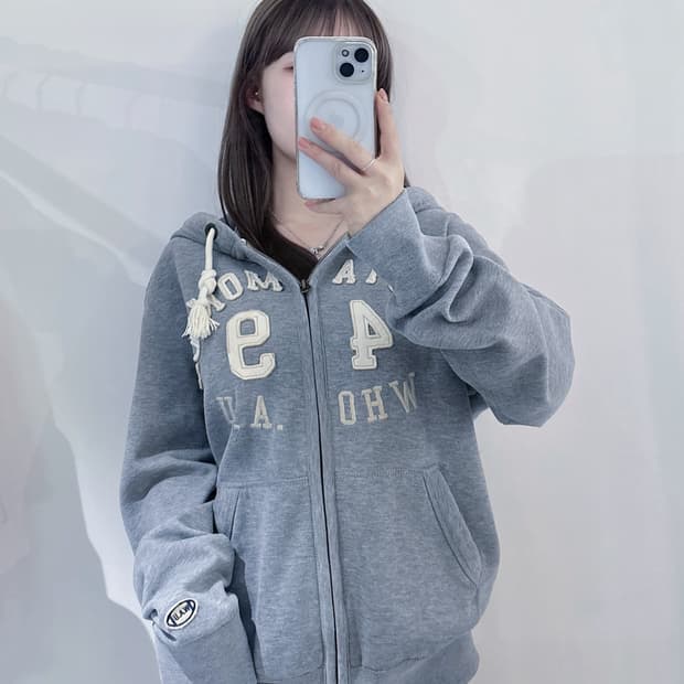 후아유 빅로고 후드집업