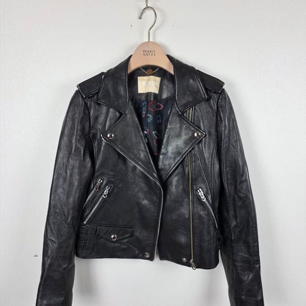 BIRD by 쥬시꾸뛰르 여성 램스킨 크롭 라이더 자켓 S