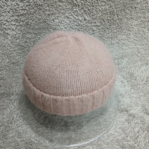앙고라 니트 비니 핑크우유 모자