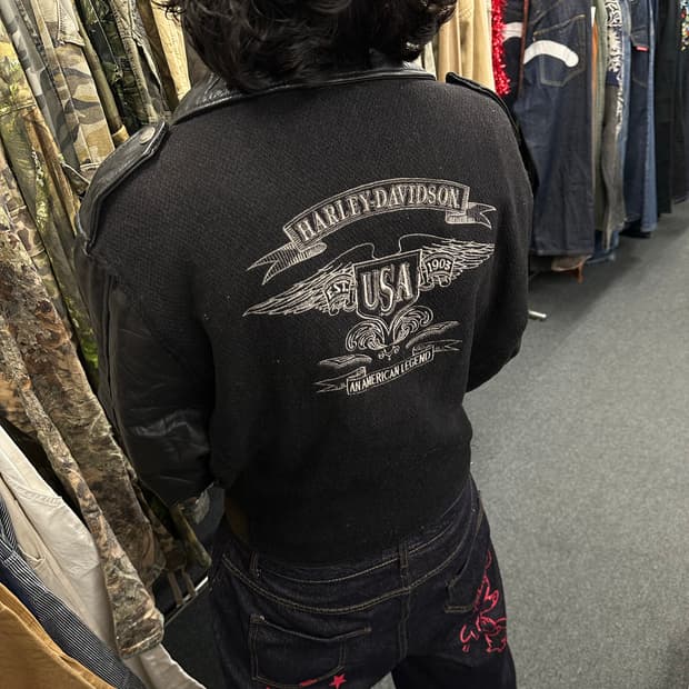 M)할리데이비슨 울 레더 라이더 가죽자켓