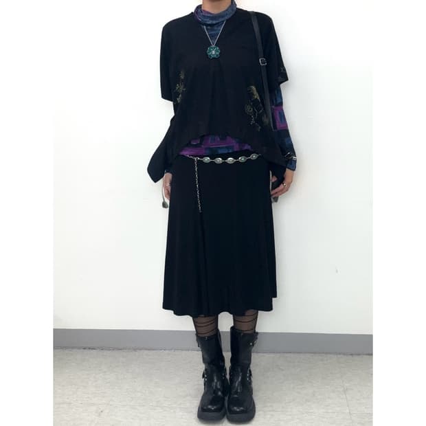 빈티지 소니아리키엘 블랙 드레이핑 스커트