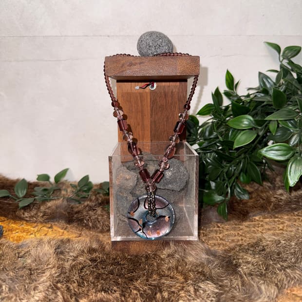 Purple blue marble beads necklace 