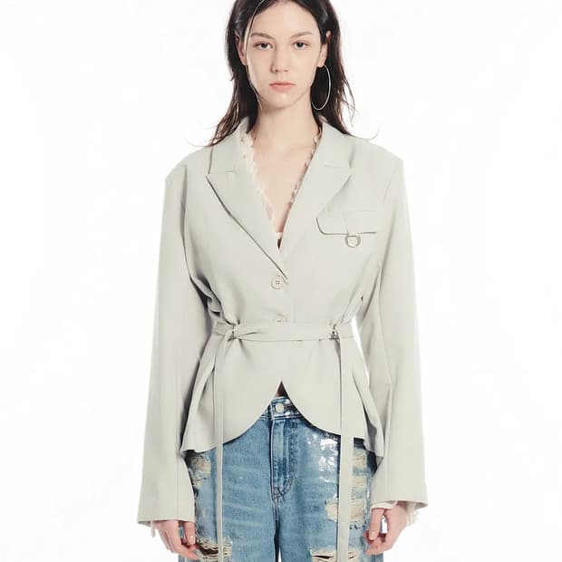 세릭 링 벨티드 자켓 라이트 그레이