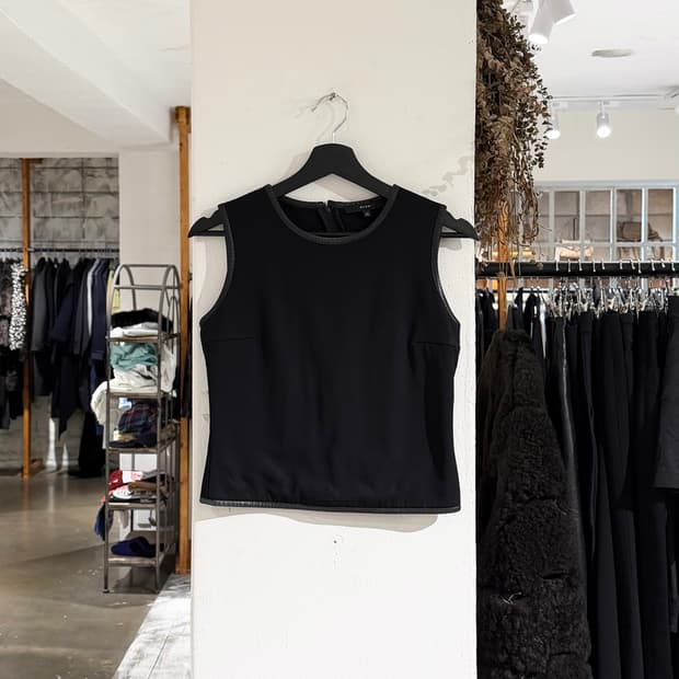 구찌 aw99 블랙 네오프렌 레더 트림 탱크탑 베스트 