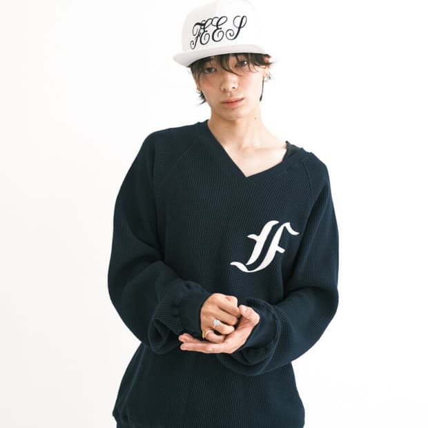 샵페어리 와플 니트 네이비